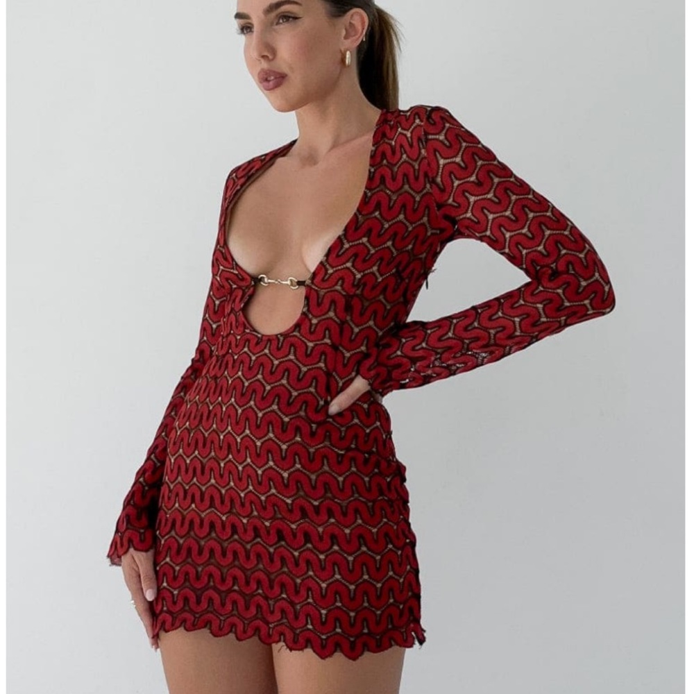Rumored Red Long Sleeve Mini Dress